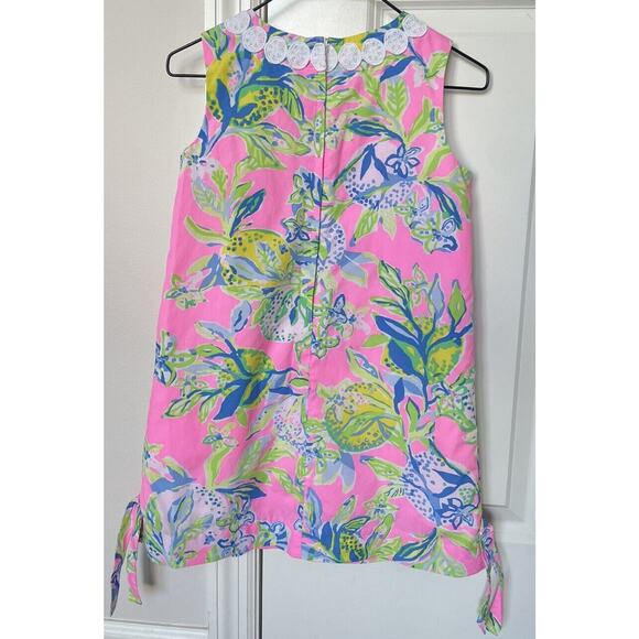Lilly Pulitzer Girls Shift Dress Size 6 Squeeze The Day Pink Green Yellow Lemons - Picture 3 of 4